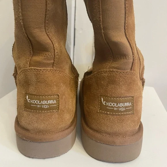 Koolaburra by UGG Andrah Tall Chestnut Suede Boots Lace Up Back 8 - Picture 4 of 6